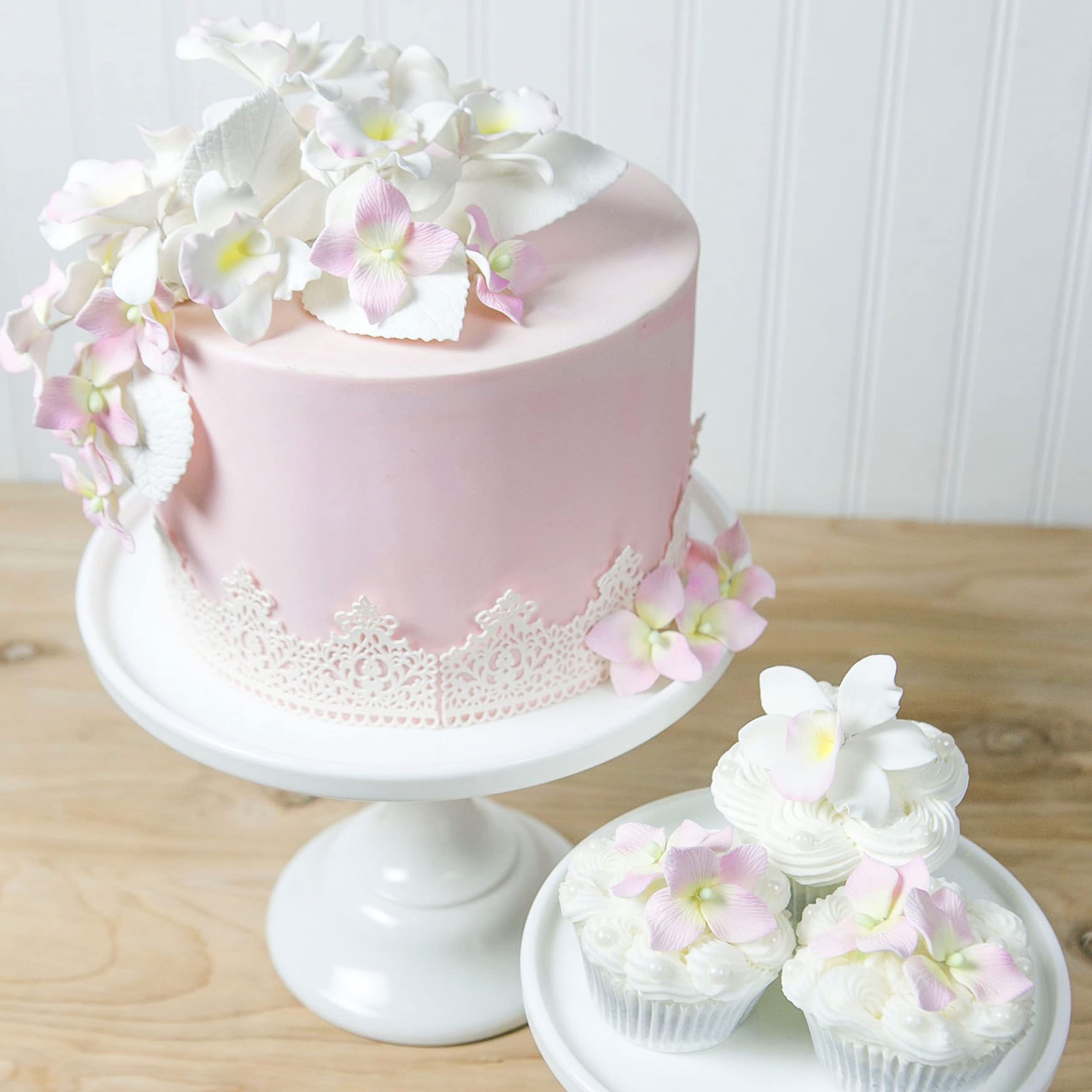 Hydrangea Leaves, Gum Paste Cake Decorations by Global Sugar Art, White, Multiple Sizes