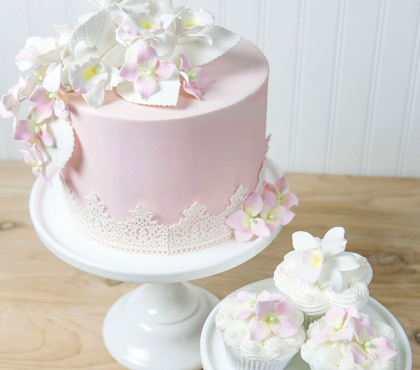 Hydrangea Leaves, Gum Paste Cake Decorations by Global Sugar Art, White, Multiple Sizes