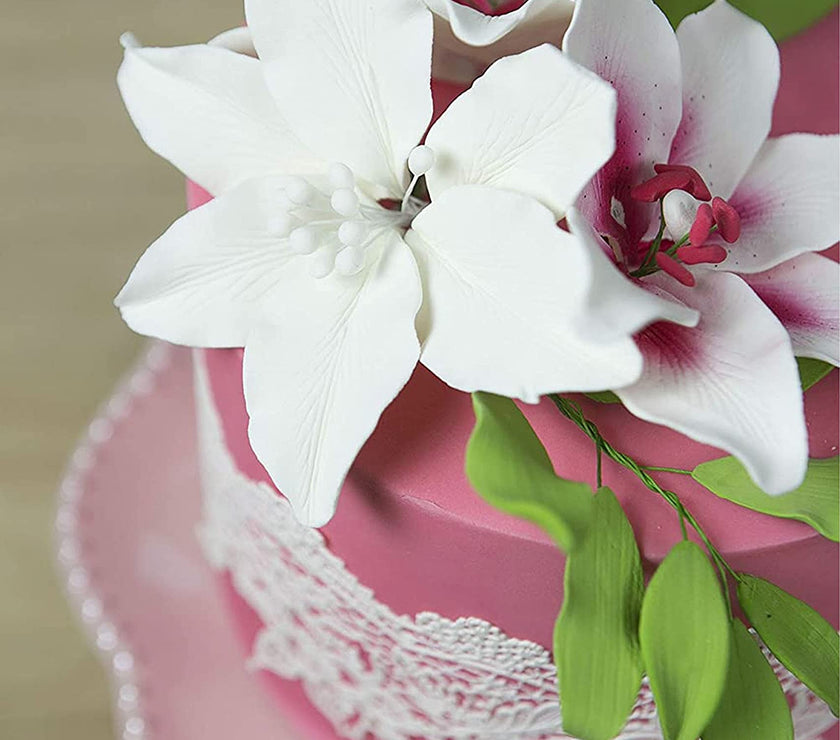 Easter Lily Sugar Flowers, Casablanca Lilies by Global Sugar Art, Extra Large, White, 3 Count
