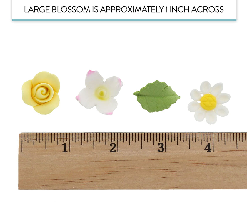 Roses, Blossoms & Leaves Gum Paste Cake Flowers 42 Count Sugar Flowers by Global Sugar Art