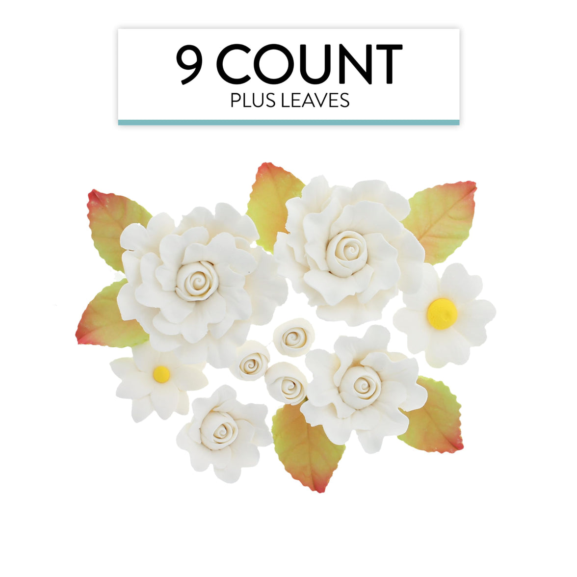 Ruffled Rose and Blossom Set, Sugar Flowers for Cakes, by Global Sugar Art, White