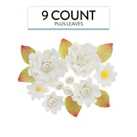 Ruffled Rose and Blossom Set, Sugar Flowers for Cakes, by Global Sugar Art, White