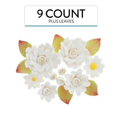 Ruffled Rose & Blossom Kit, White, 15-Piece Set