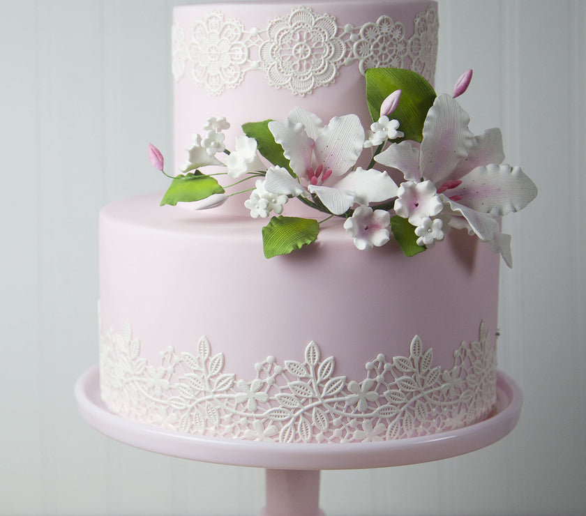 Sugar Lilies, Lily Flower Sprays, Cake Toppers by Global Sugar Art, Pink Double Rubrum Lily Spray