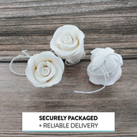 Classic Tea Rose Sugar Cake Flowers, by Global Sugar Art, Wired, White, Small