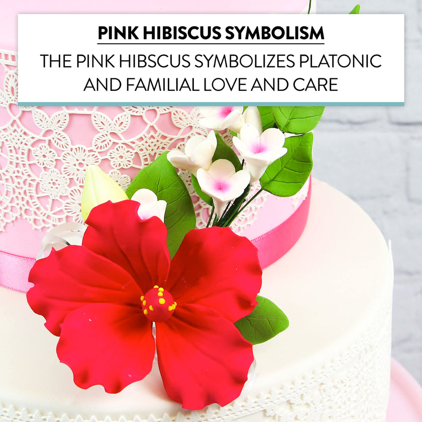 Pink Hawaiian Cake Flower Hibiscus Sugar Flower Topper by Global Sugar Art