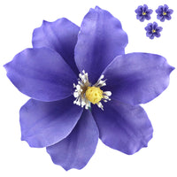 Clematis Gum Paste Sugar Cake Flowers by Global Sugar Art, Purple, 9 Count