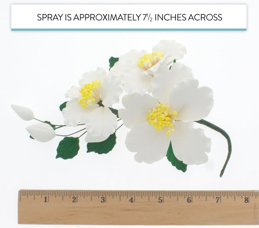 Orchid Sugar Cake Flowers, Camellia Orchid Spray, by Global Sugar Art, White