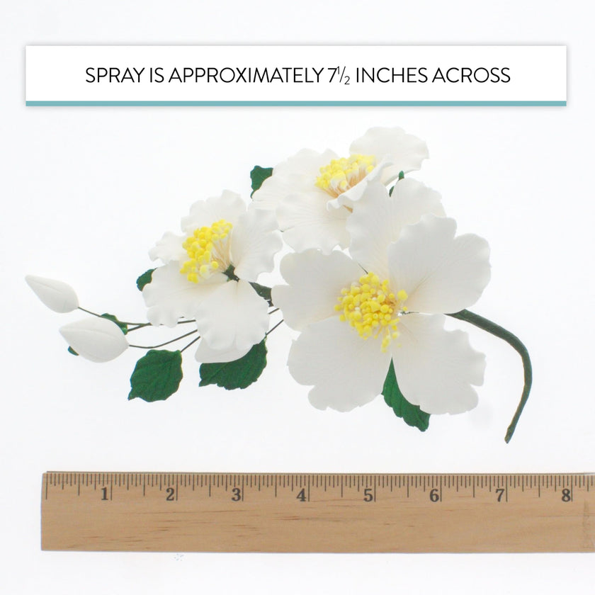 Orchid Sugar Cake Flowers, Camellia Orchid Spray, by Global Sugar Art, White