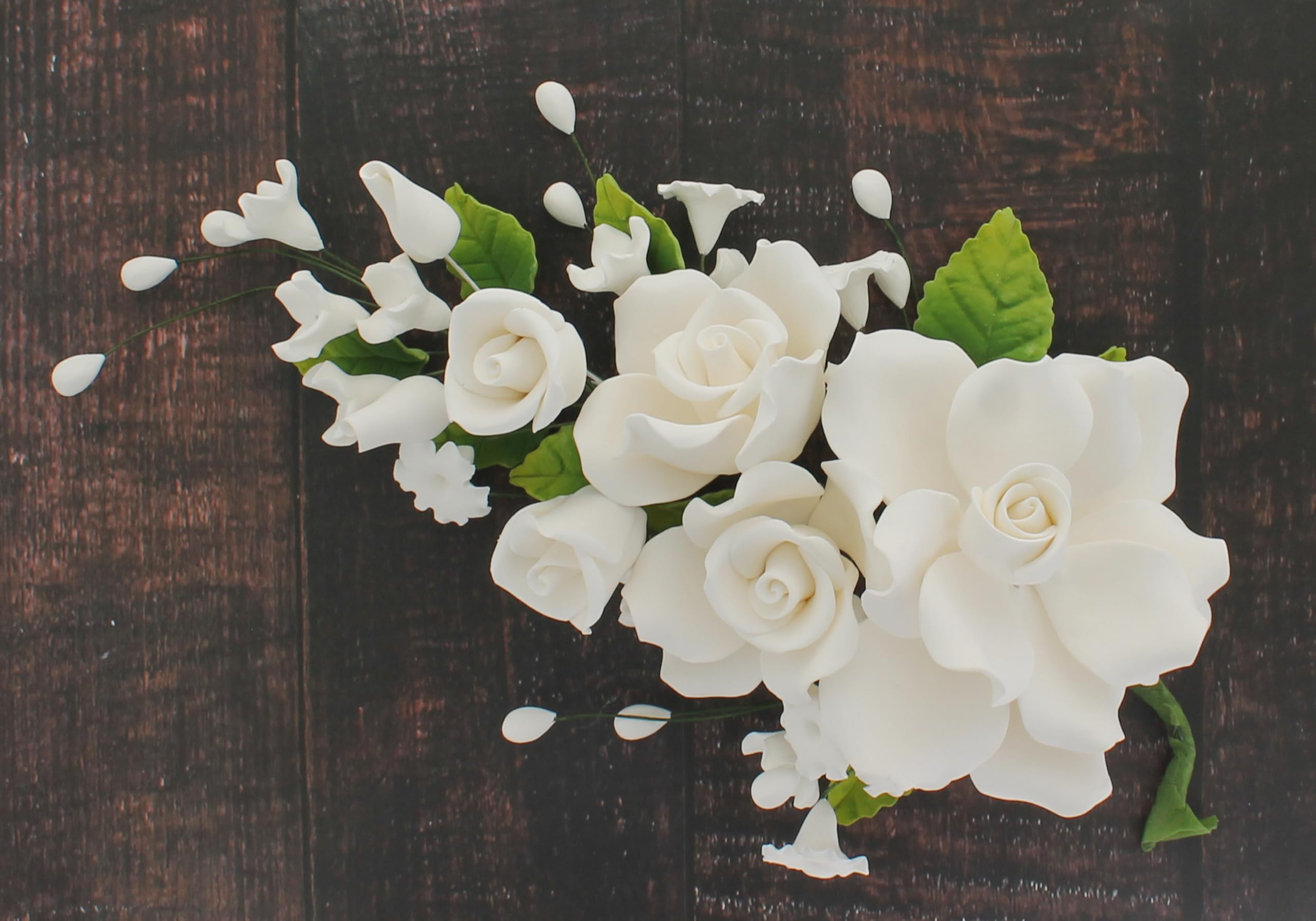 Wedding Cake Spray, Premium Rose Spray by Global Sugar Art, Large, White, 1 Count