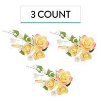 Petite Rose Spray, Sugar Flower Spray for Cakes, by Global Sugar Art, Yellow 3 Count