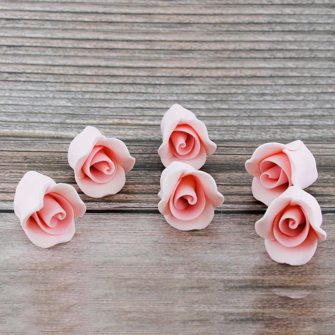Tiny Rose Sugar Flowers, Edible Cupcake Toppers, Extra Small, by Global Sugar Art, Pink