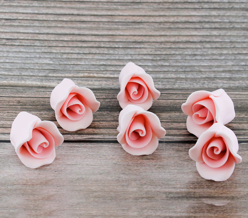 Tiny Rose Sugar Flowers, Edible Cupcake Toppers, Extra Small, by Global Sugar Art, Pink