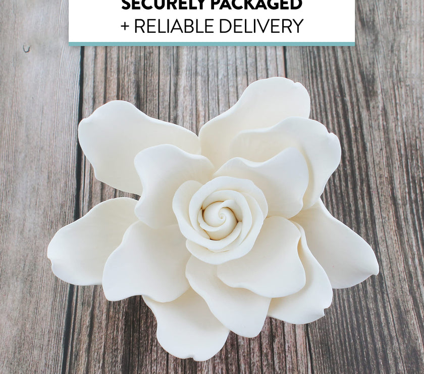 Gardenia Sugar Cake Flowers, White, 8 Count by Global Sugar Art