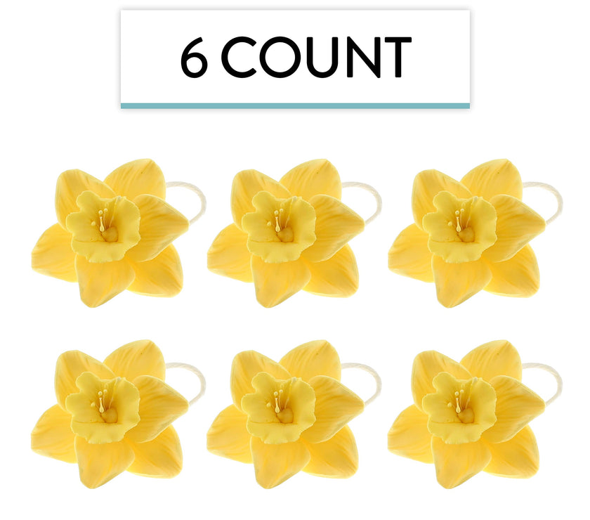 Daffodil Sugar Cake Flowers by Global Sugar Art, Yellow, 6 Count