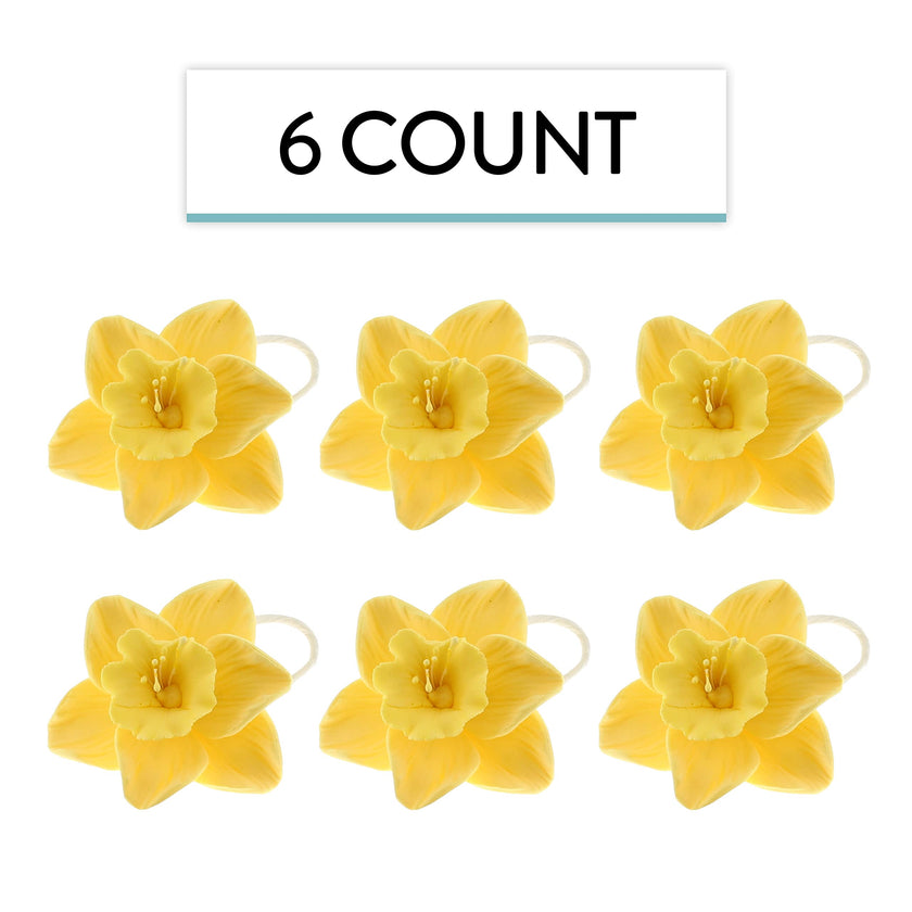 Daffodil Sugar Cake Flowers by Global Sugar Art, Yellow, 6 Count