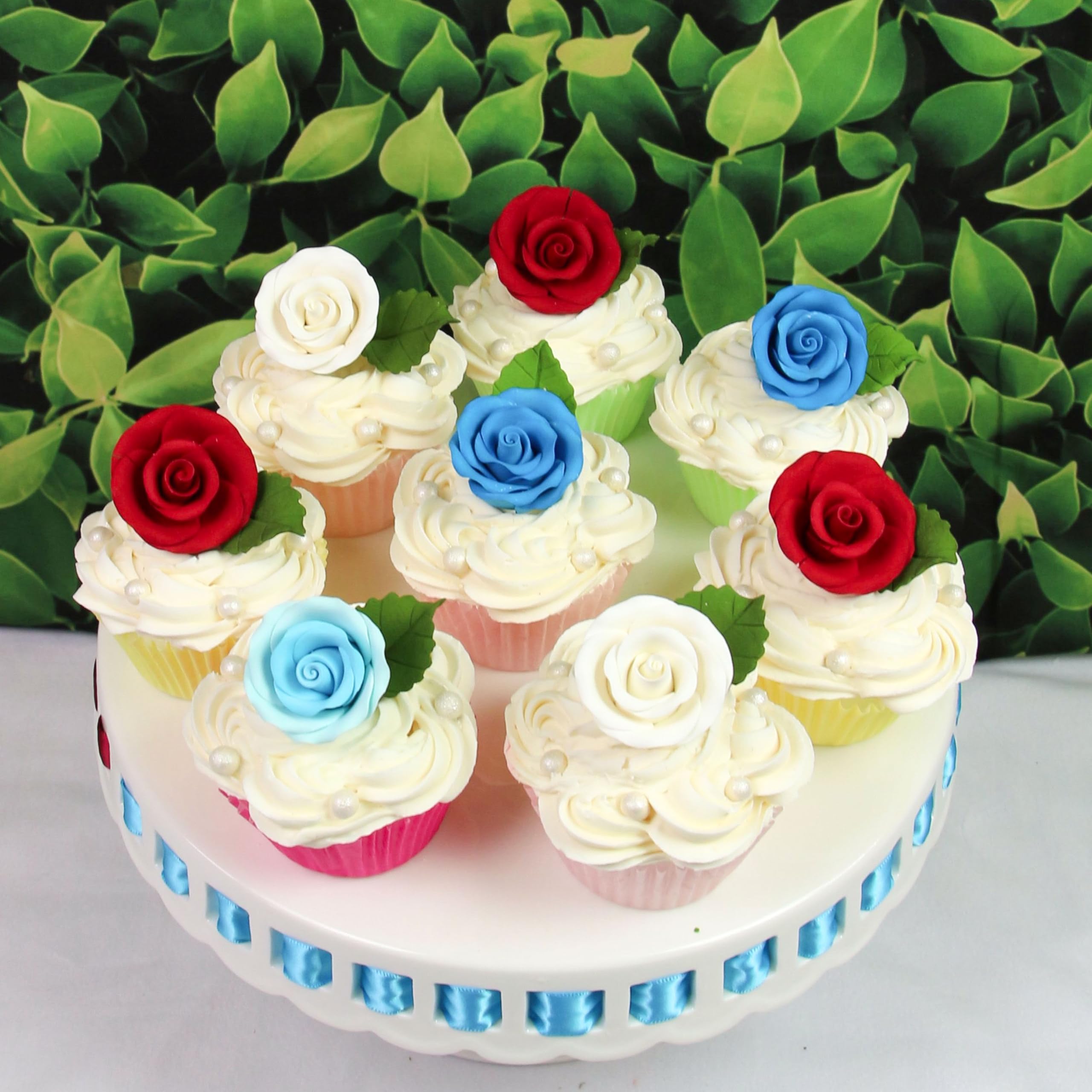 Premium Roses for Decorating Cakes and Cupcakes, by Global Sugar Art, Medium, Lavender Pink Yellow Peach