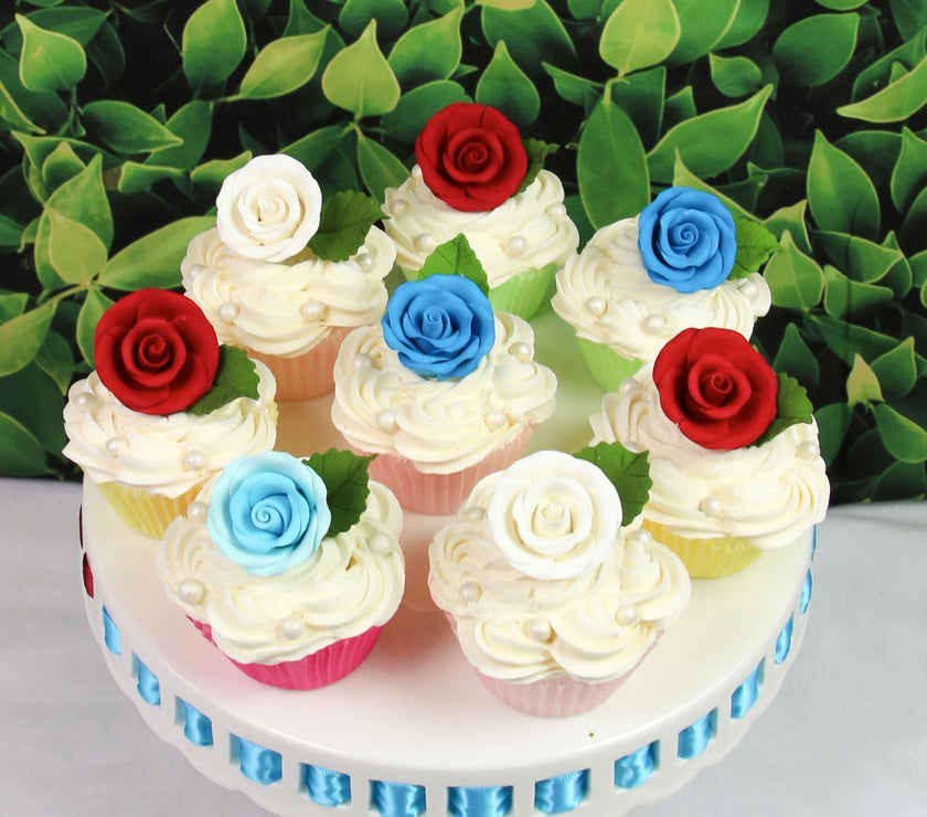 Premium Roses for Decorating Cakes and Cupcakes, by Global Sugar Art, Medium, Lavender Pink Yellow Peach