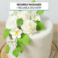 Light Green Gardenia Leaf Spray Cake Decoration by Chef Alan Tetreault, Global Sugar Art, 4 Count