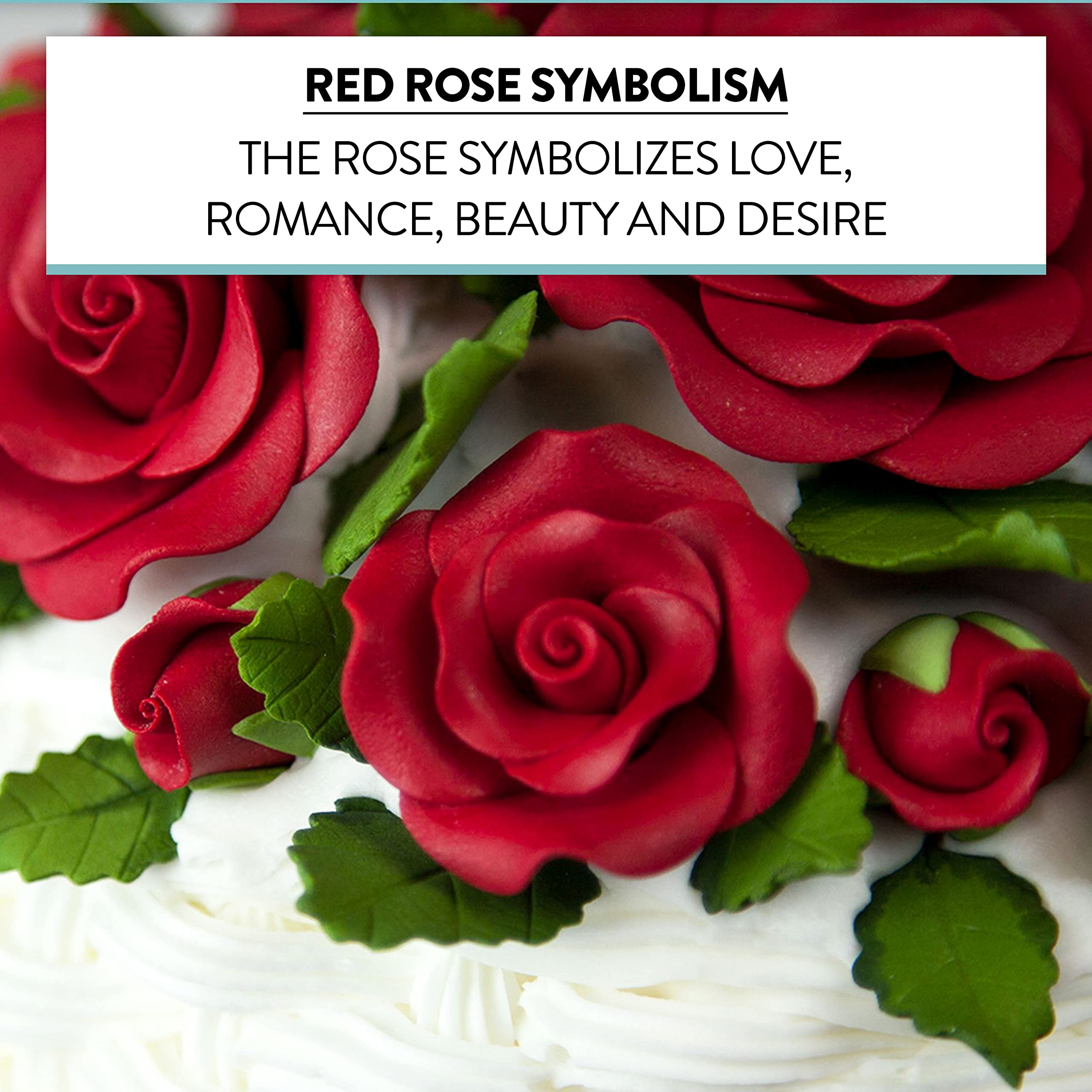 Exquisite Rose & Leaf Kit, Sugar Cake Flowers by Global Sugar Art, Red Roses with Leaves, 65-Piece Set