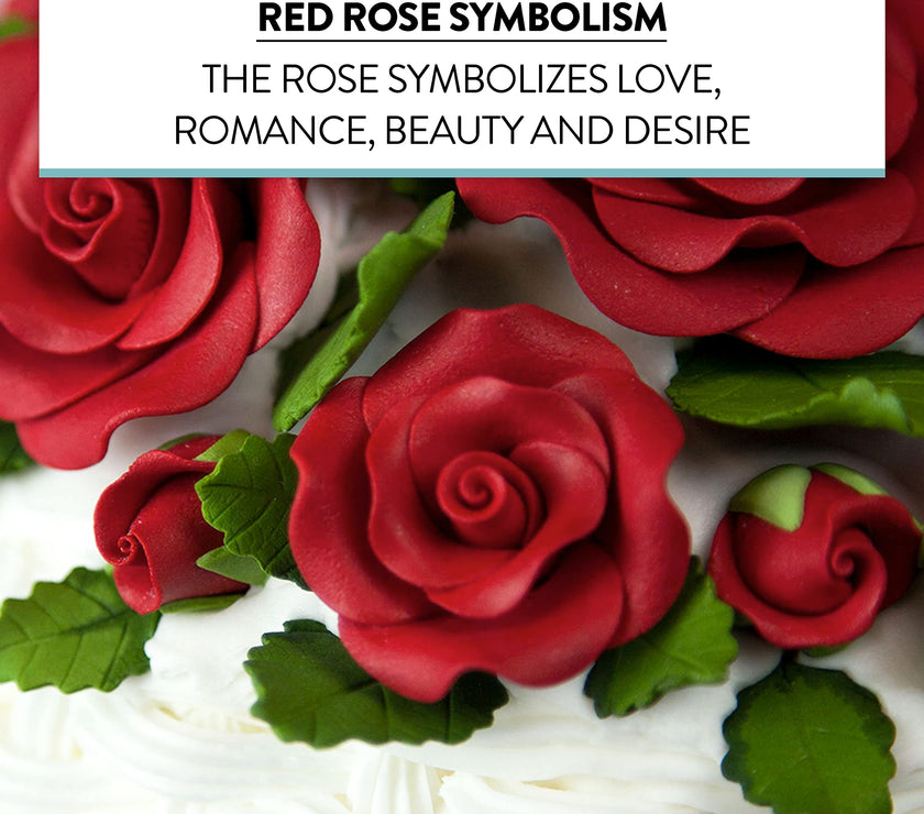 Exquisite Rose & Leaf Kit, Sugar Cake Flowers by Global Sugar Art, Red Roses with Leaves, 65-Piece Set