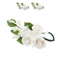 Petite Rose Spray, Sugar Flower Spray for Cakes, by Global Sugar Art, White 2 Count