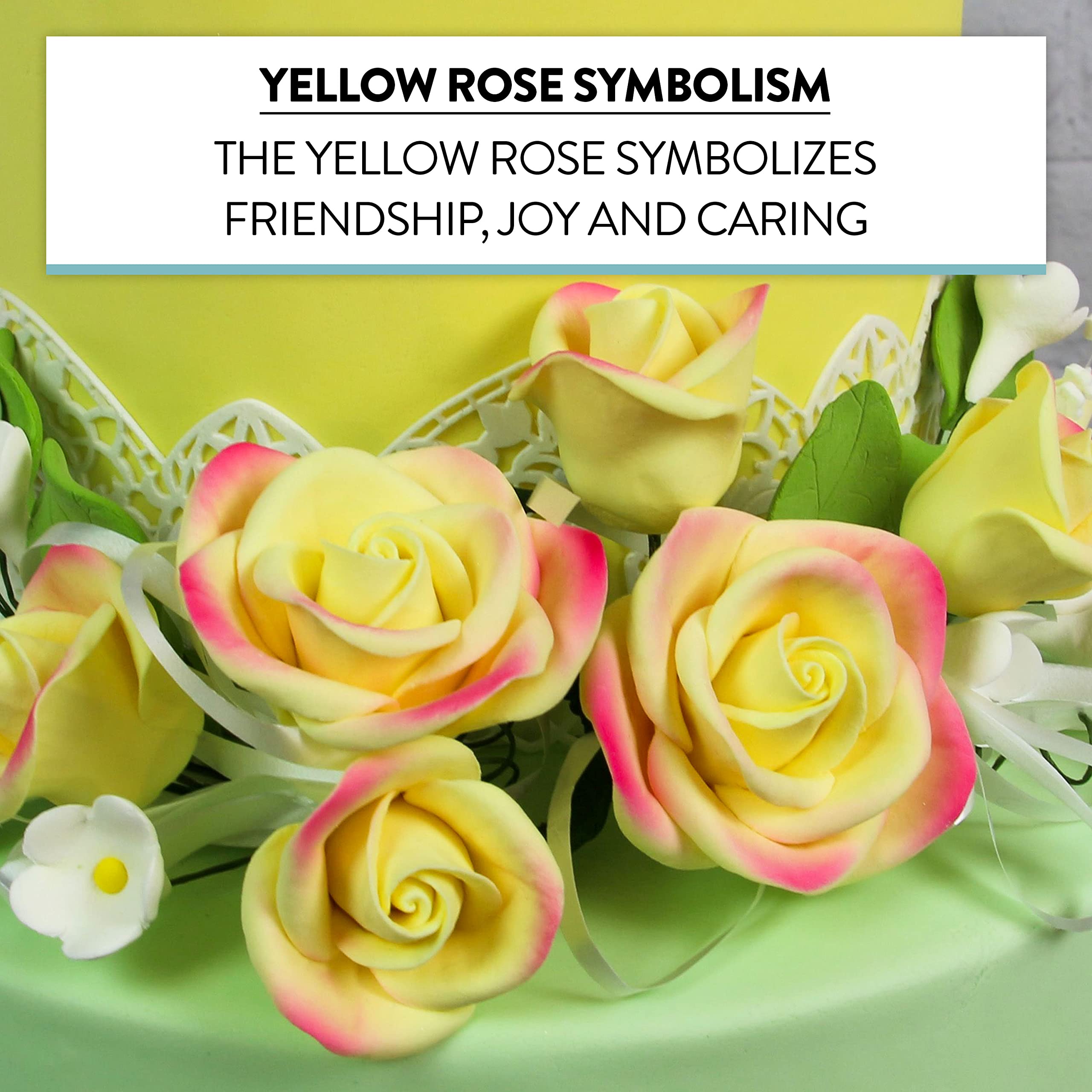 Petite Rose Spray, Sugar Flower Spray for Cakes, by Global Sugar Art, Yellow 3 Count