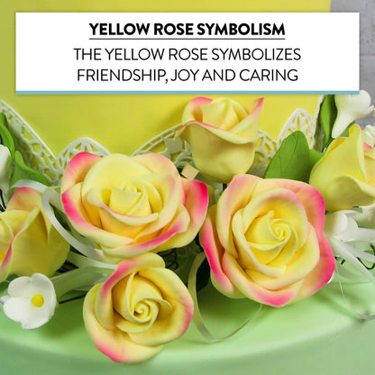 Yellow Petite Rose Spray with Ribbon, 2 Count