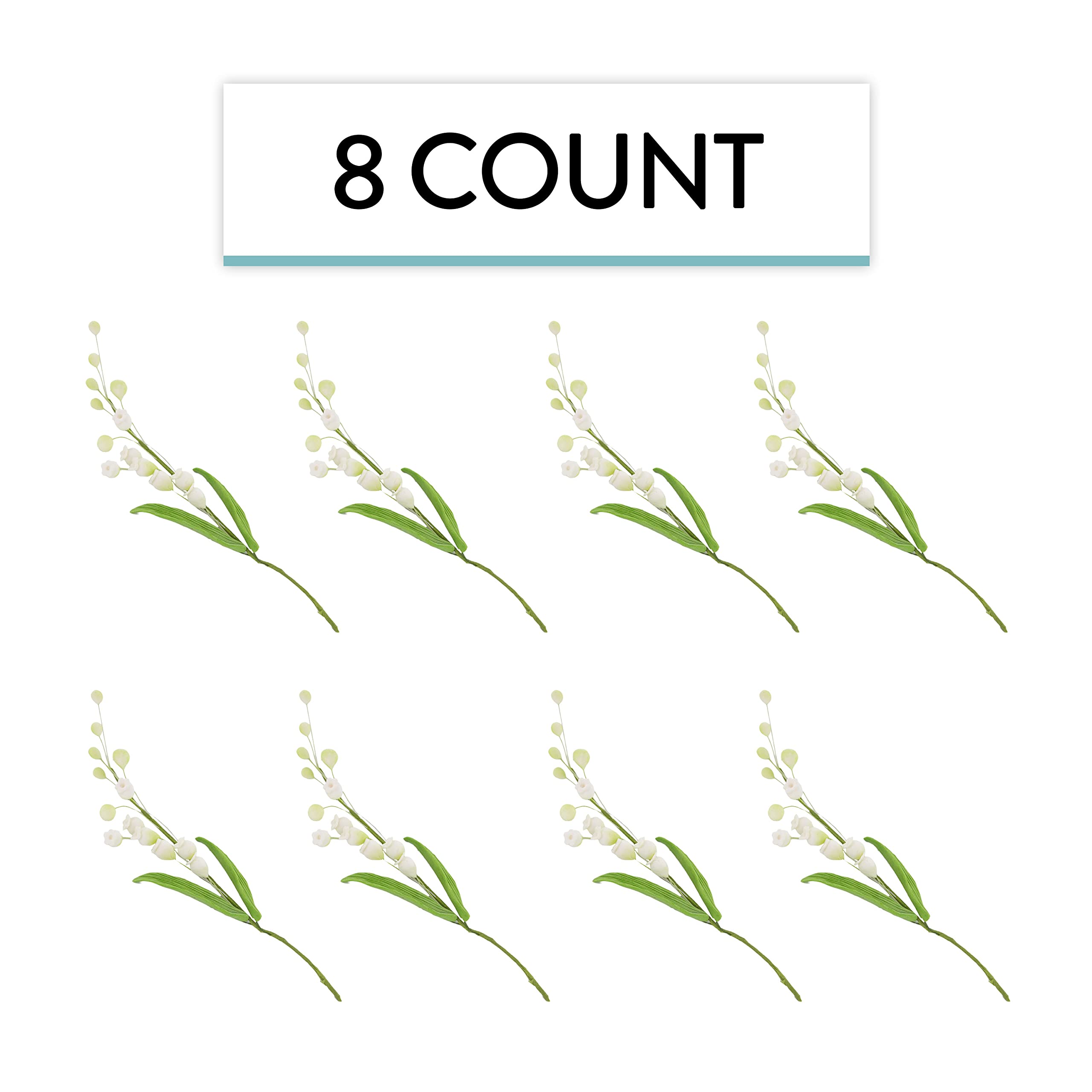 Lily of the Valley Sugar Cake Flower Spray with Leaves, by Global Sugar Art, White