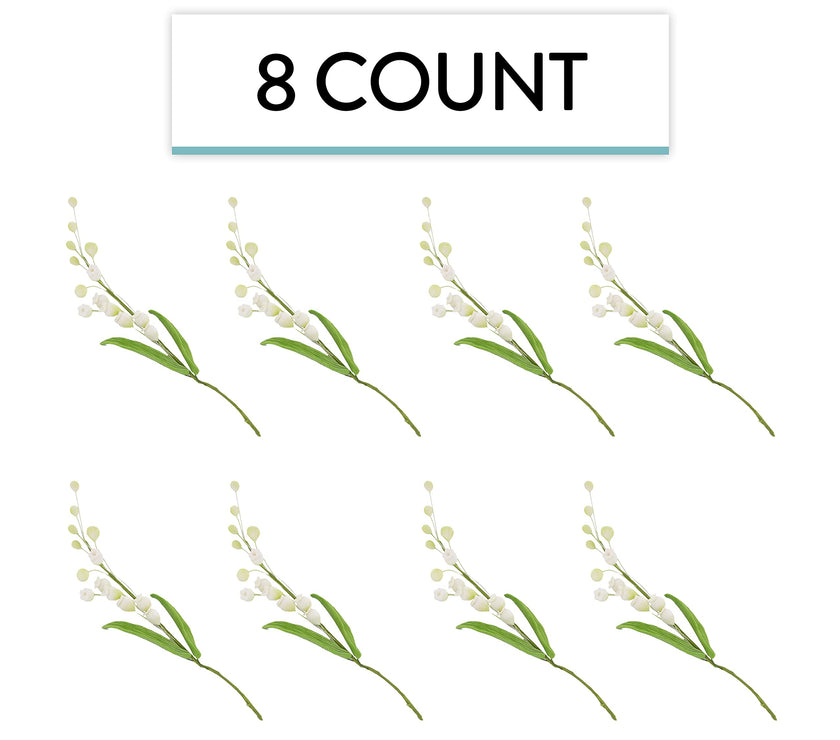 Lily of the Valley Sugar Cake Flower Spray with Leaves, by Global Sugar Art, White