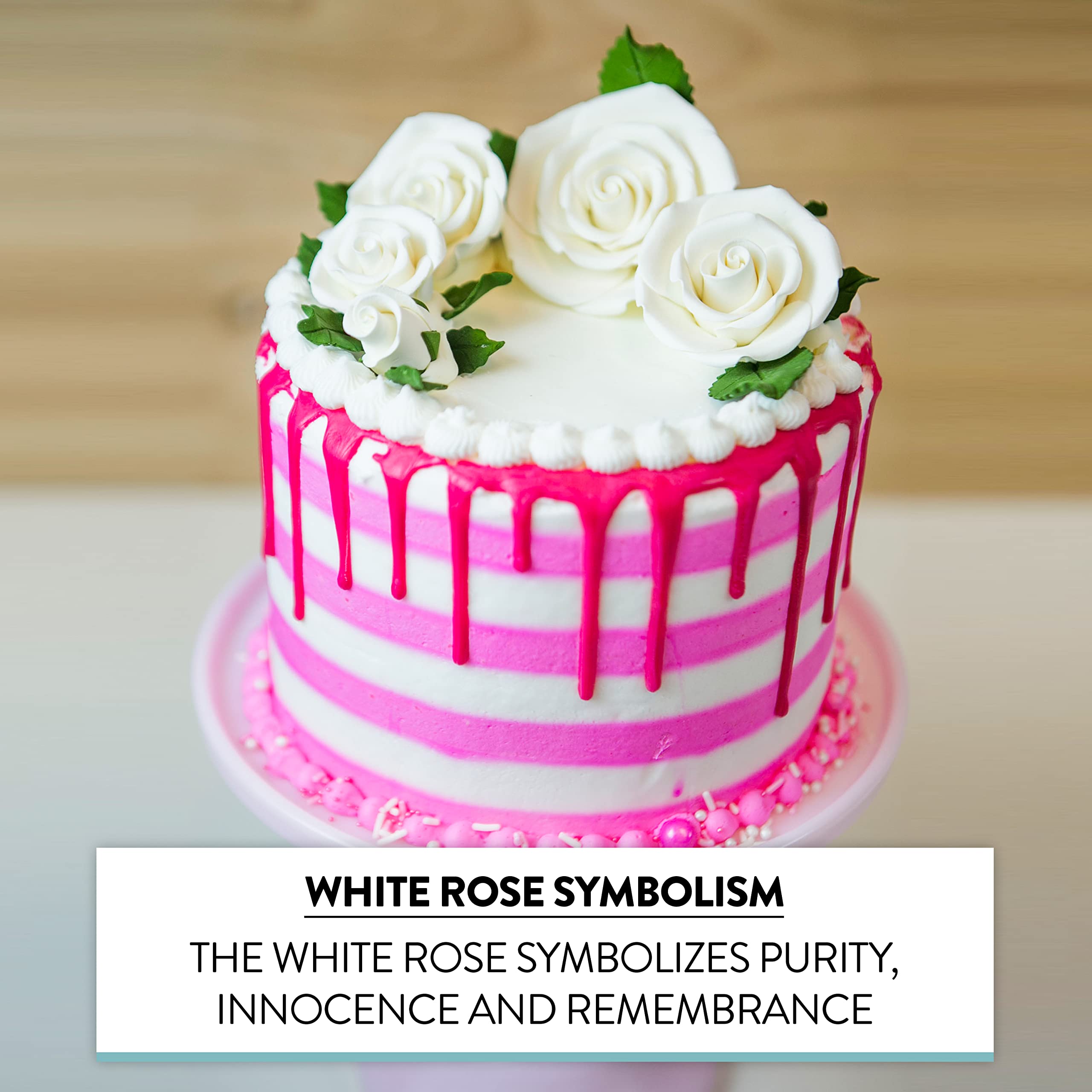 Exquisite Rose & Leaf Kit, Sugar Cake Flowers by Global Sugar Art, White Roses with Leaves, 15-Piece Set