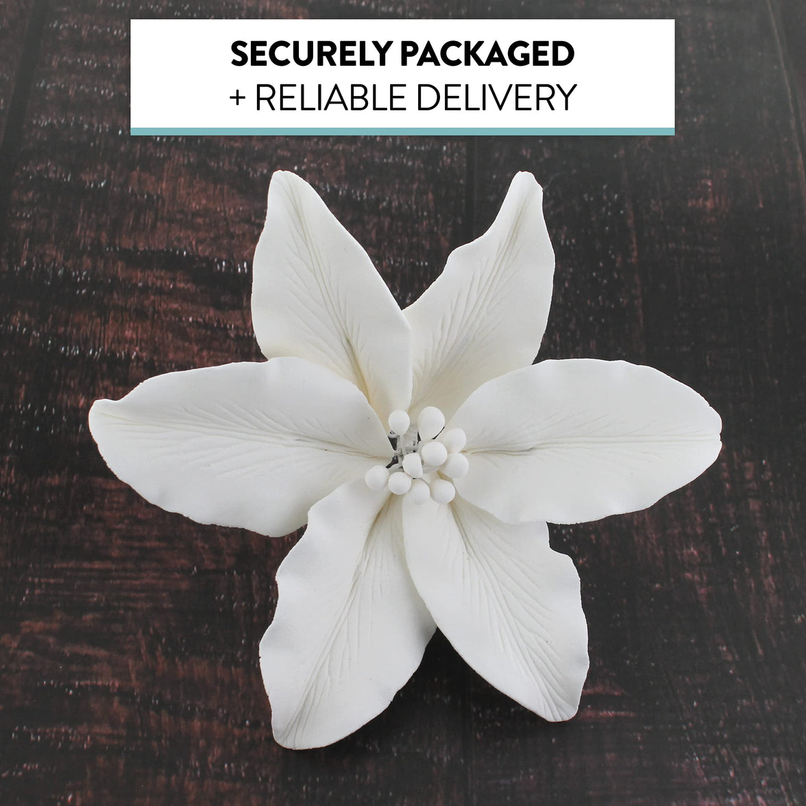 Easter Lily Sugar Flowers, Casablanca Lilies by Global Sugar Art, Extra Large, White, 3 Count