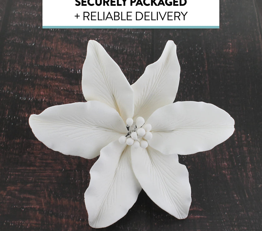 Easter Lily Sugar Flowers, Casablanca Lilies by Global Sugar Art, Extra Large, White, 3 Count