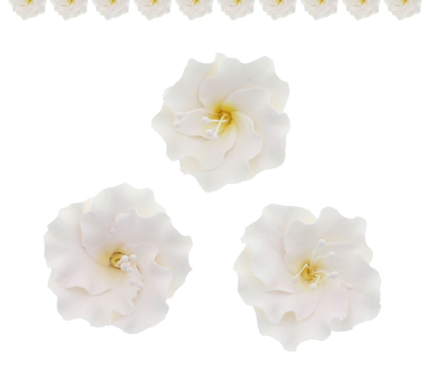 Azalea Sugar Flowers for Cake Decorating, by Global Sugar Art, White