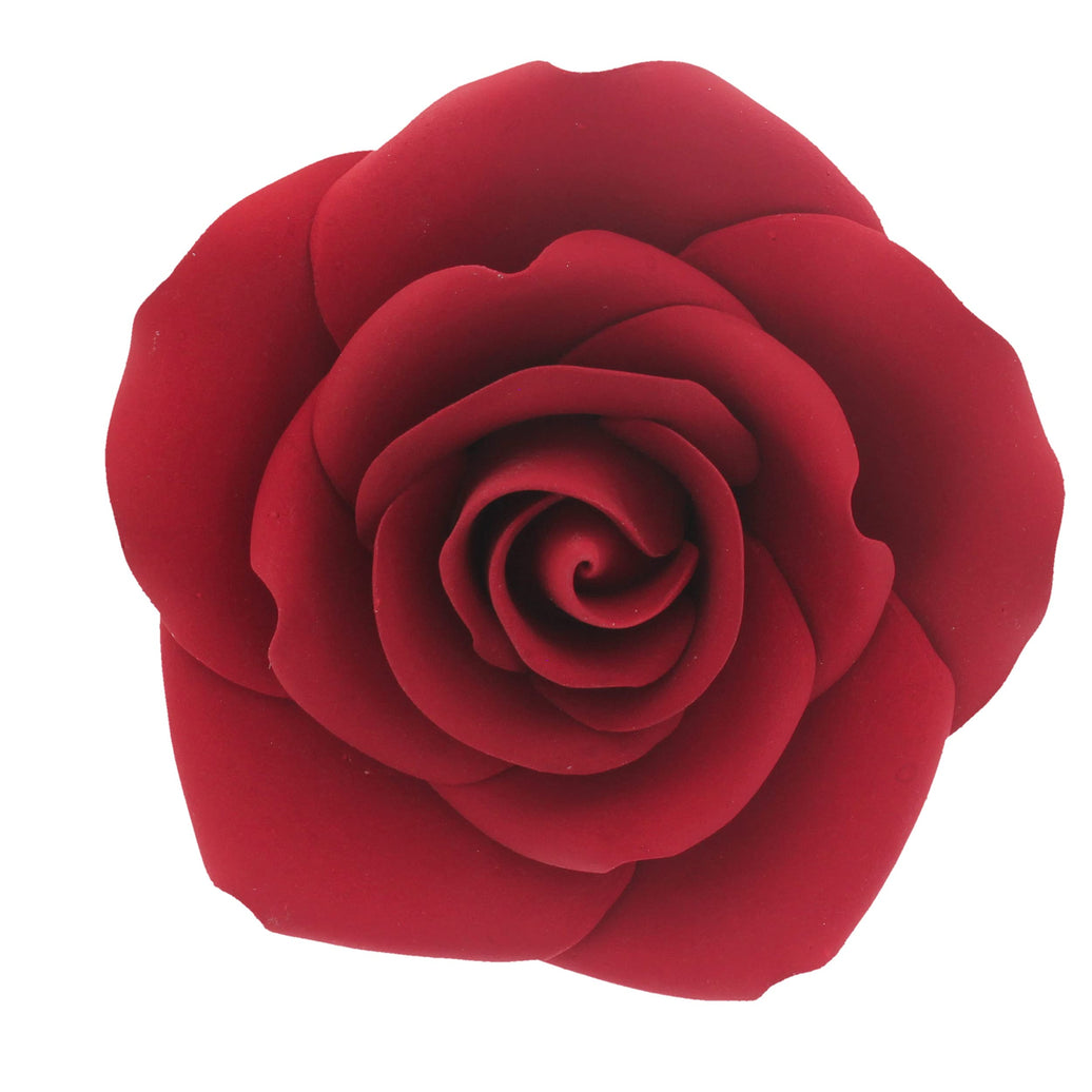Jumbo Rose Sugar Cake Flowers by Global Sugar Art, Red