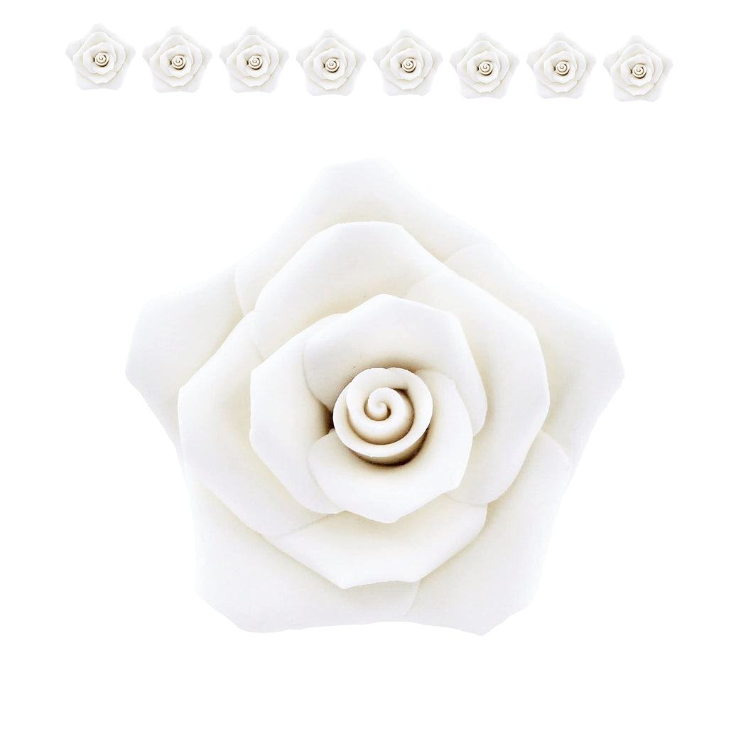 Shrub Rose Sugar Flowers for Cakes, by Global Sugar Art, Large, White