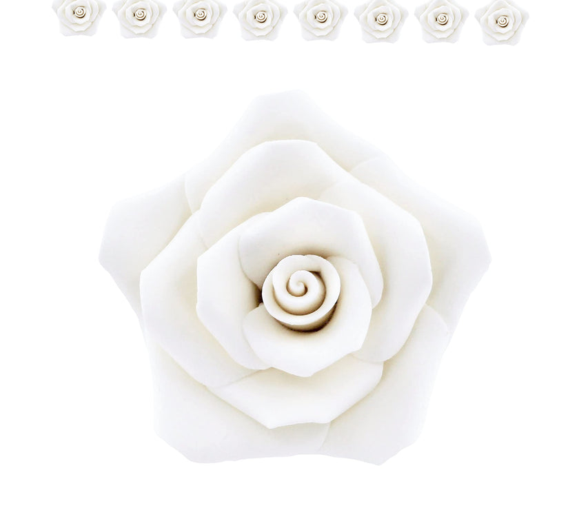 Shrub Rose Sugar Flowers for Cakes, by Global Sugar Art, Large, White