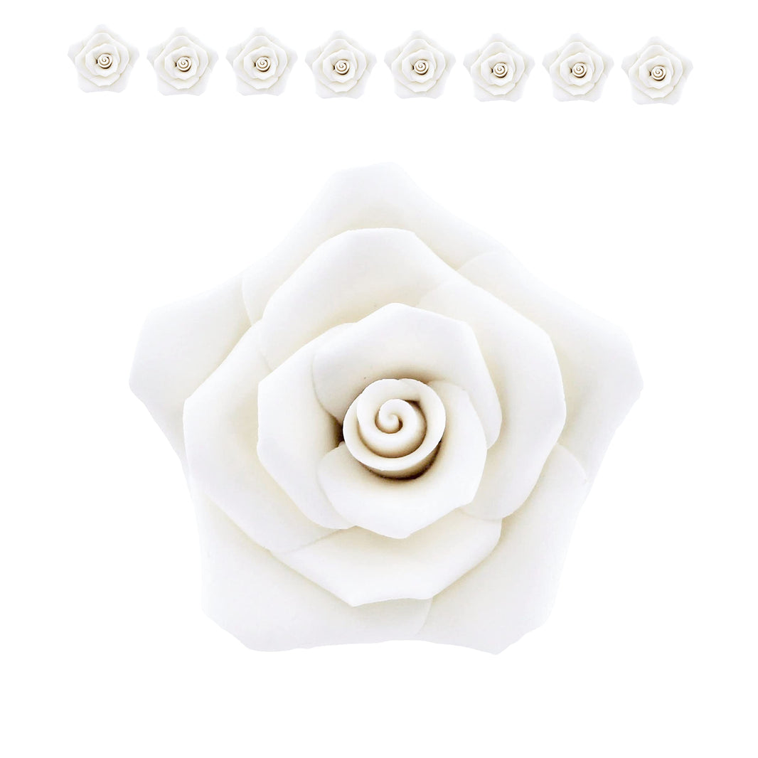 Shrub Rose Sugar Flowers for Cakes, by Global Sugar Art, Large, White