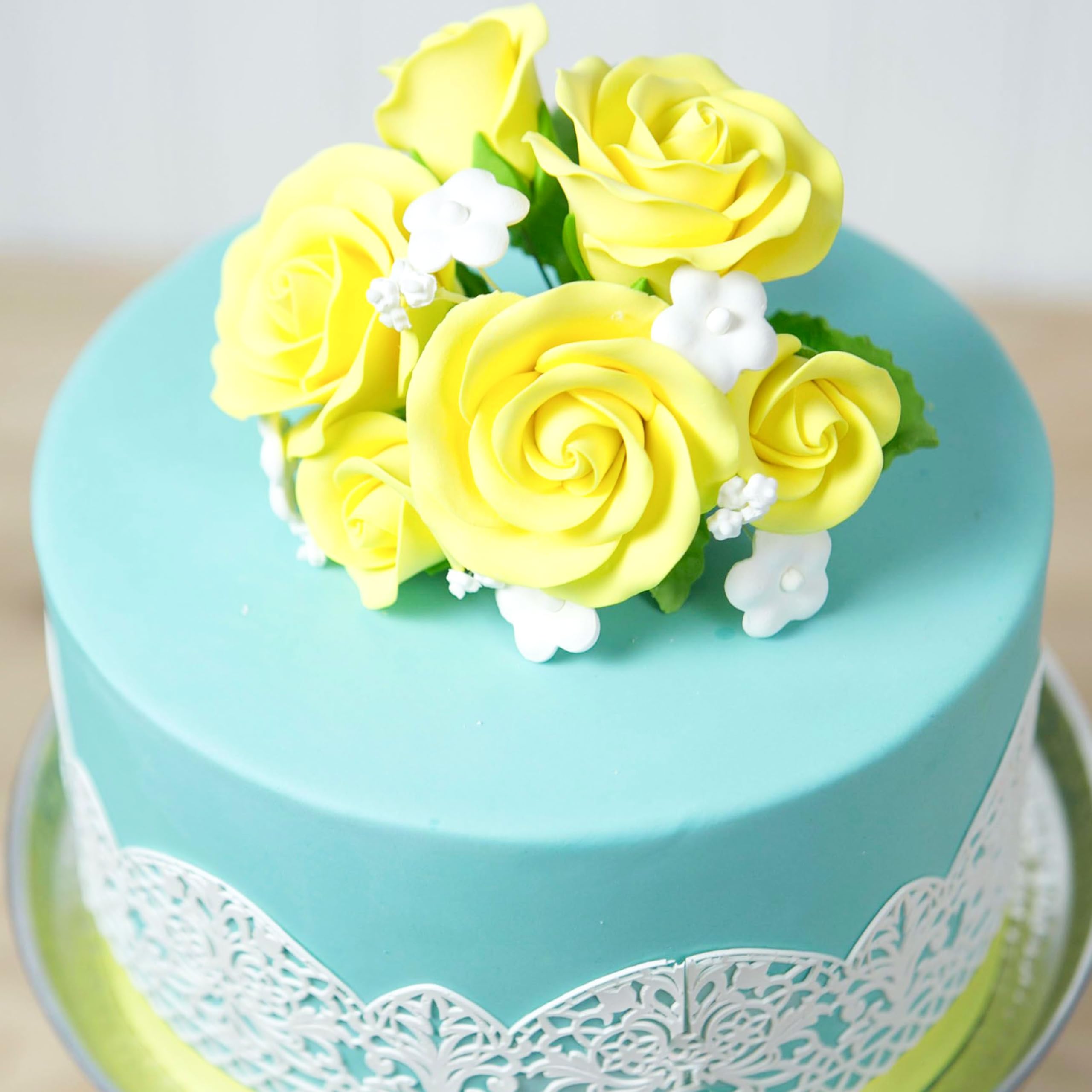 Rose Bouquet Cake Decoration, Elegant Garden Rose Cake Topper, by Global Sugar Art, Yellow