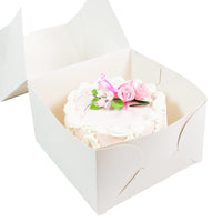 Global Sugar Art Auto-Popup Deep Square Cake Box with Window, 8 x 8 x 5 Inches
