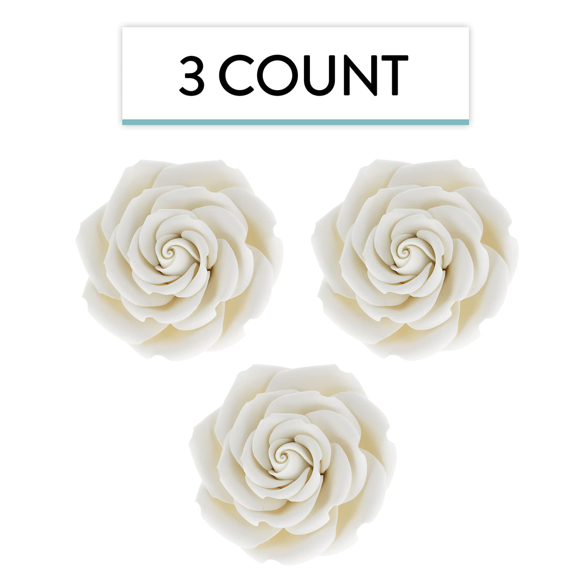 Rebecca Roses, Gum Paste Flowers for Cakes, by Global Sugar Art, White, Large