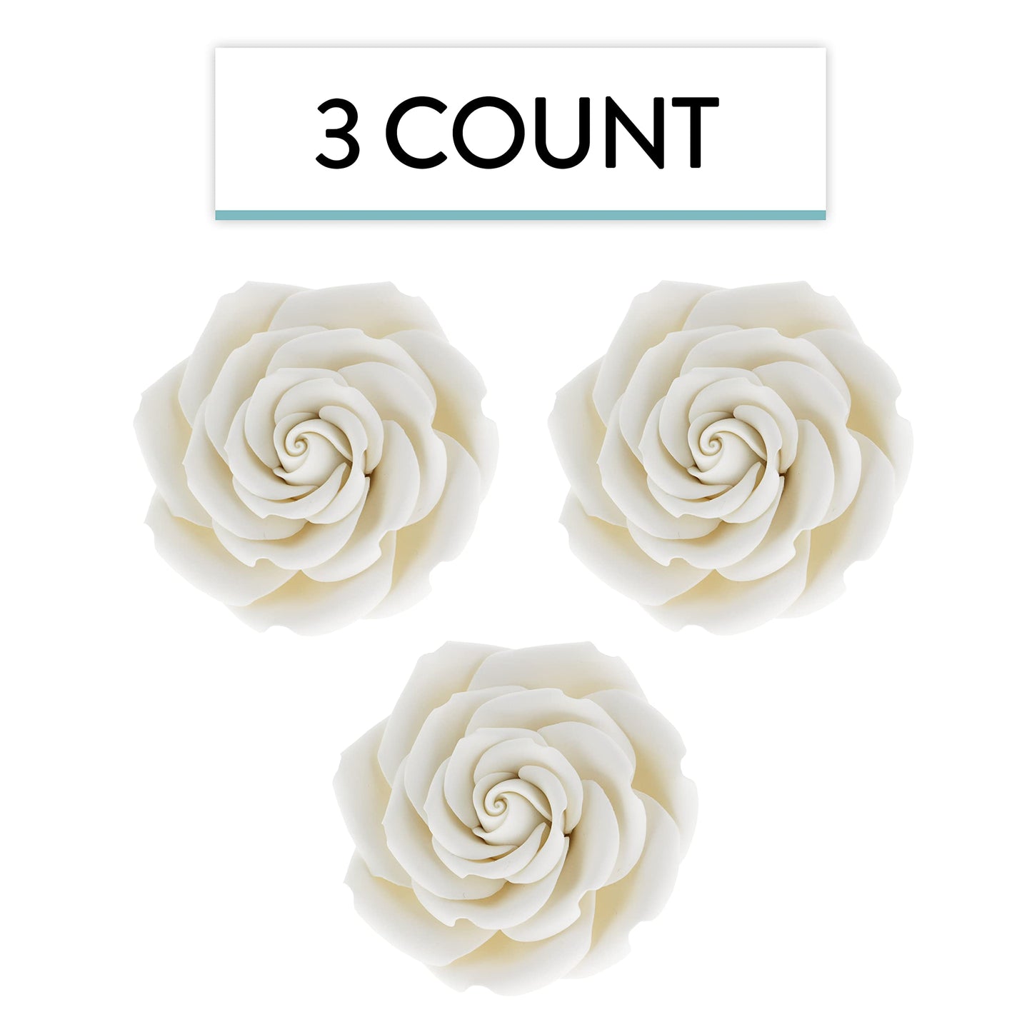 White Rebecca Roses, 3-inch, 3 Count