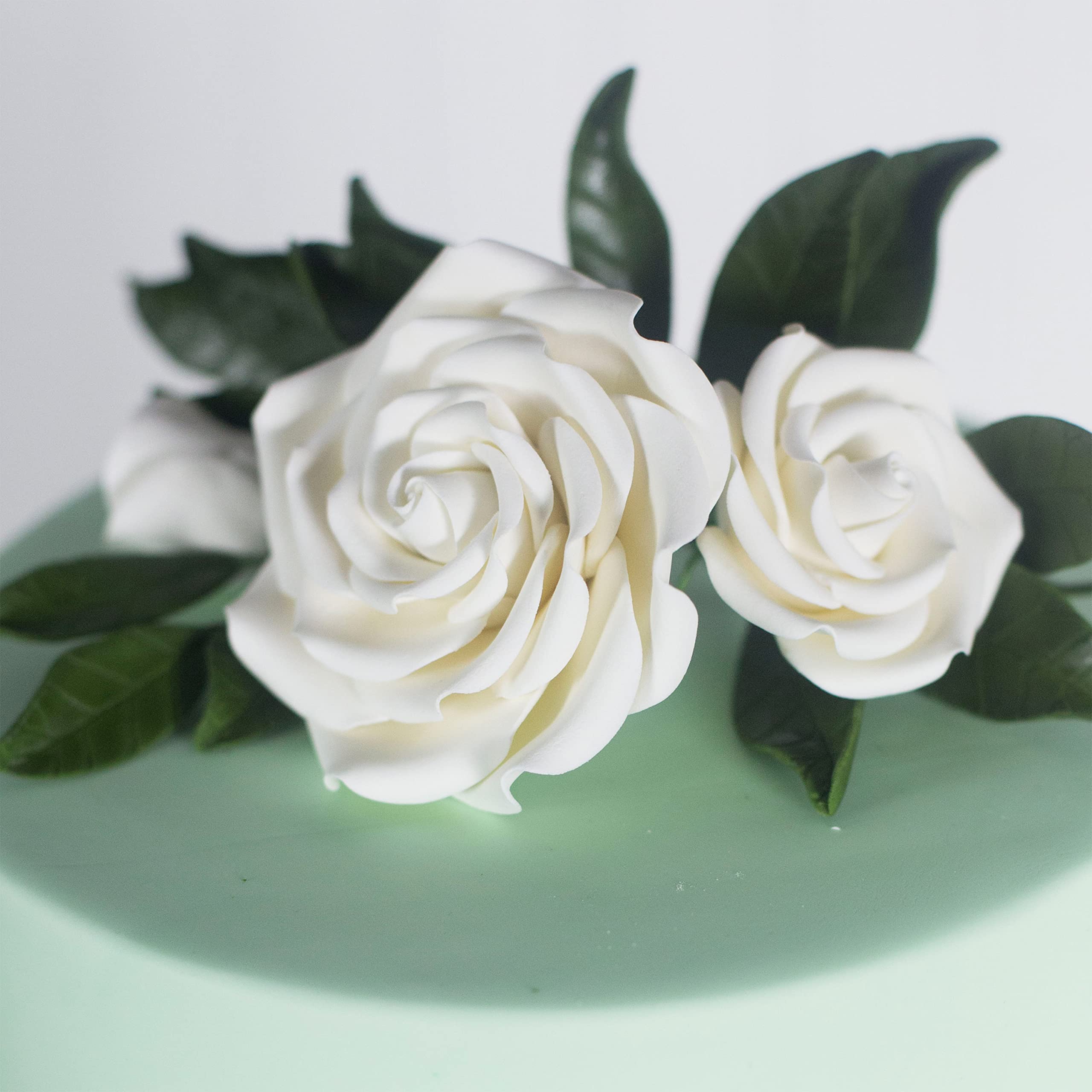 Rebecca Roses, Gum Paste Flowers for Cakes, by Global Sugar Art, White, Large