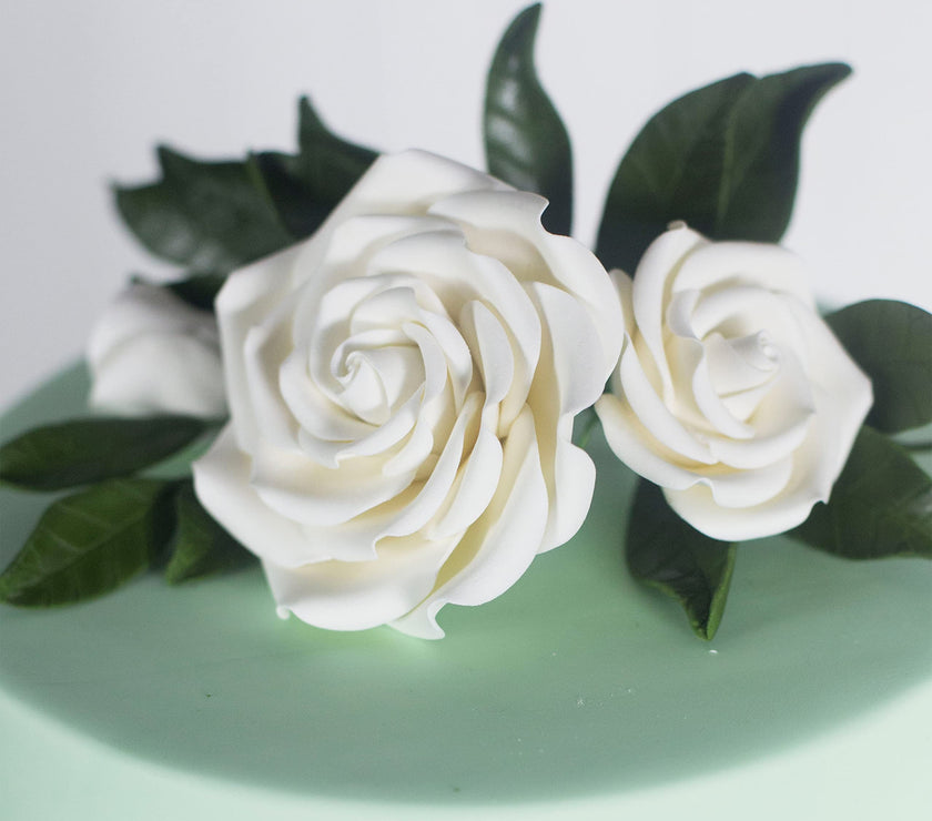 Rebecca Roses, Gum Paste Flowers for Cakes, by Global Sugar Art, White, Large