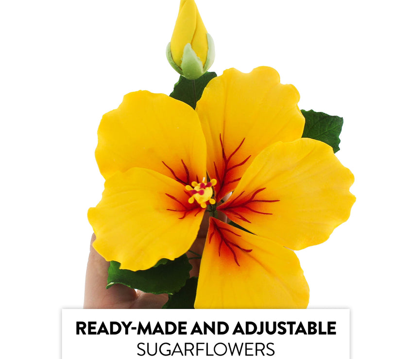 Tropical Hibiscus Sugar Cake Flower Spray by Global Sugar Art, Yellow