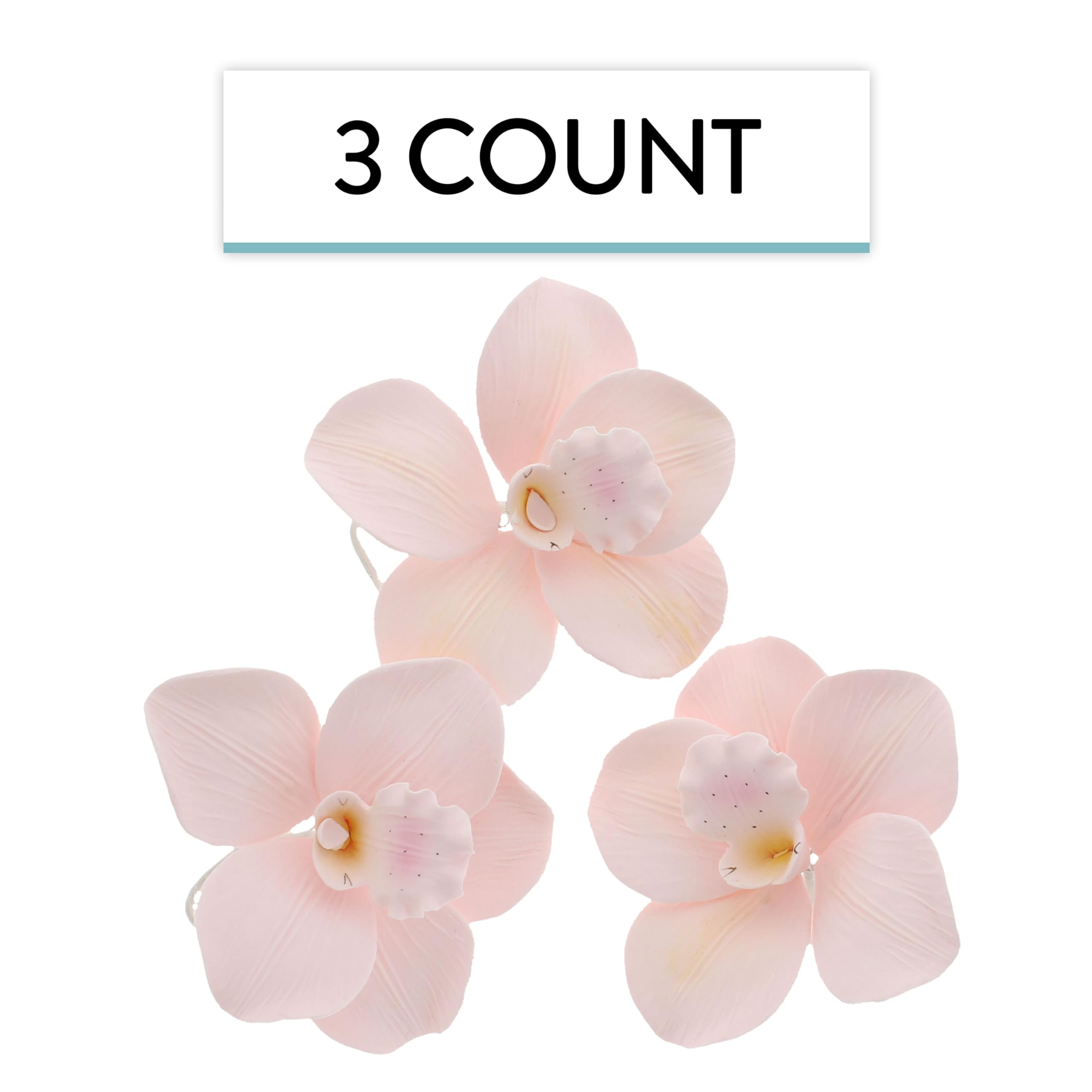 Orchid Sugar Cake Flowers, Cymbidium Orchids, by Global Sugar Art, Large, Pink, 3 Count