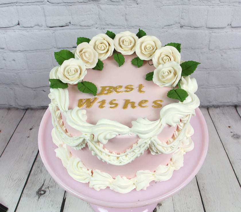 Deluxe White Roses for Cake Decorating, Premium Unwired Sugar Flowers by Global Sugar Art, White, Medium
