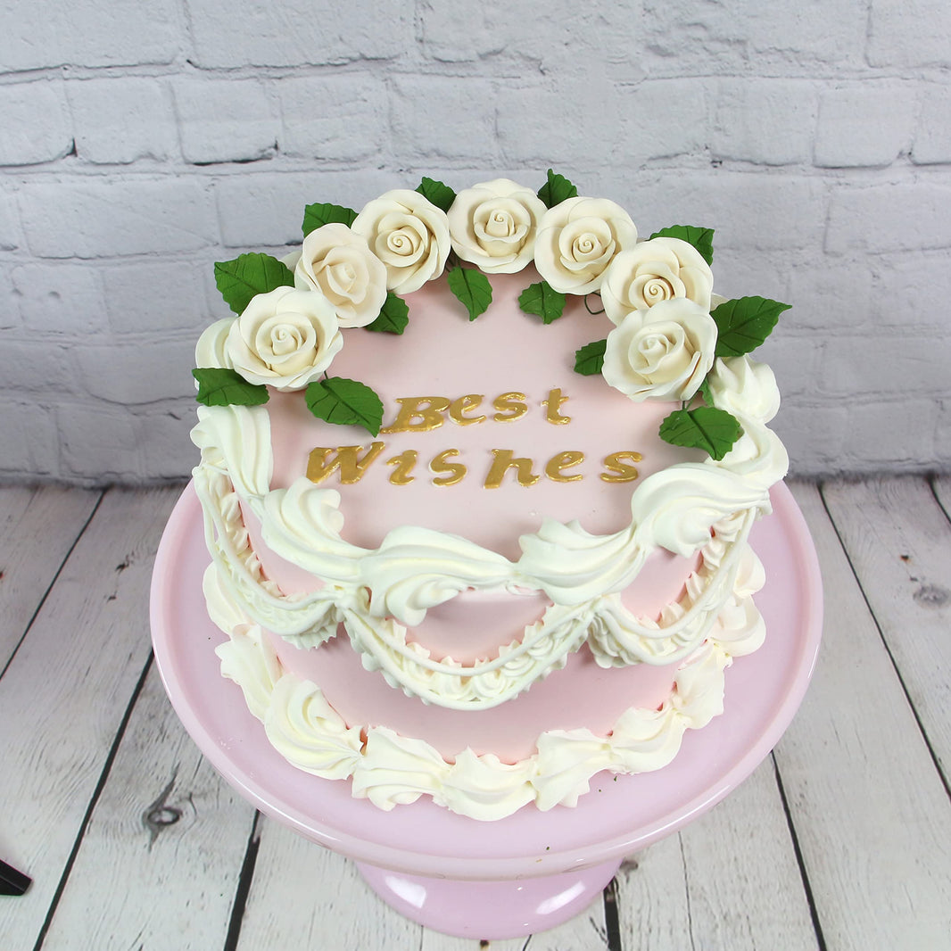 Deluxe White Roses for Cake Decorating, Premium Unwired Sugar Flowers by Global Sugar Art, White, Medium