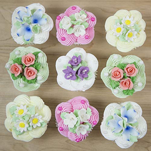 Tiny Rose Sugar Flowers, Edible Cupcake Toppers, Extra Small, by Global Sugar Art, Pink
