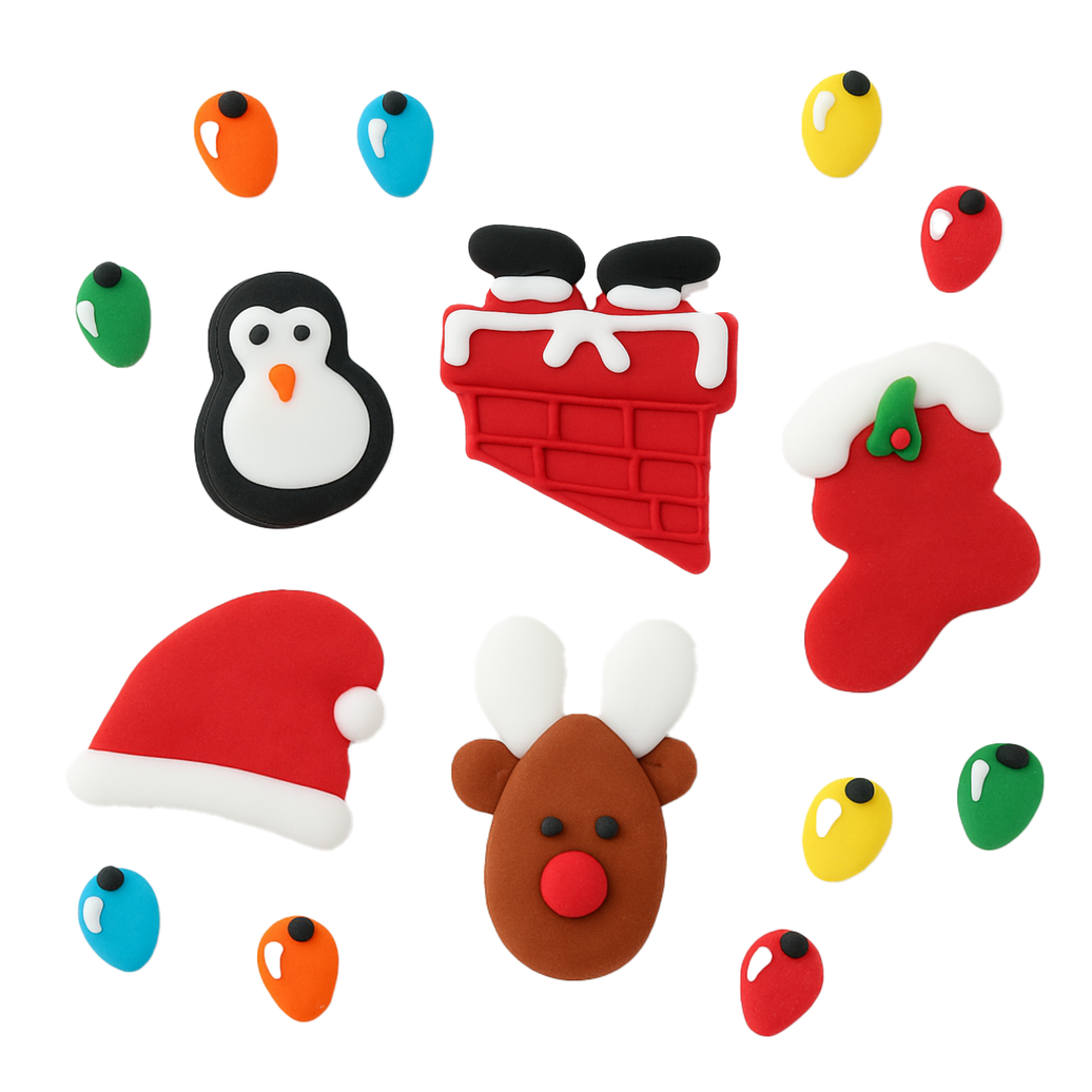 Christmas Cupcake Toppers, Edible Royal Icing Decorations, by Global Sugar Art (Penguin Chimney)